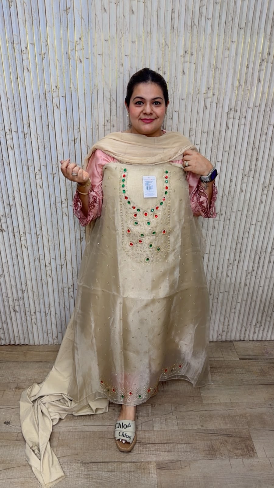 designer pure pakistani cotton silk stitched suit ccc696
