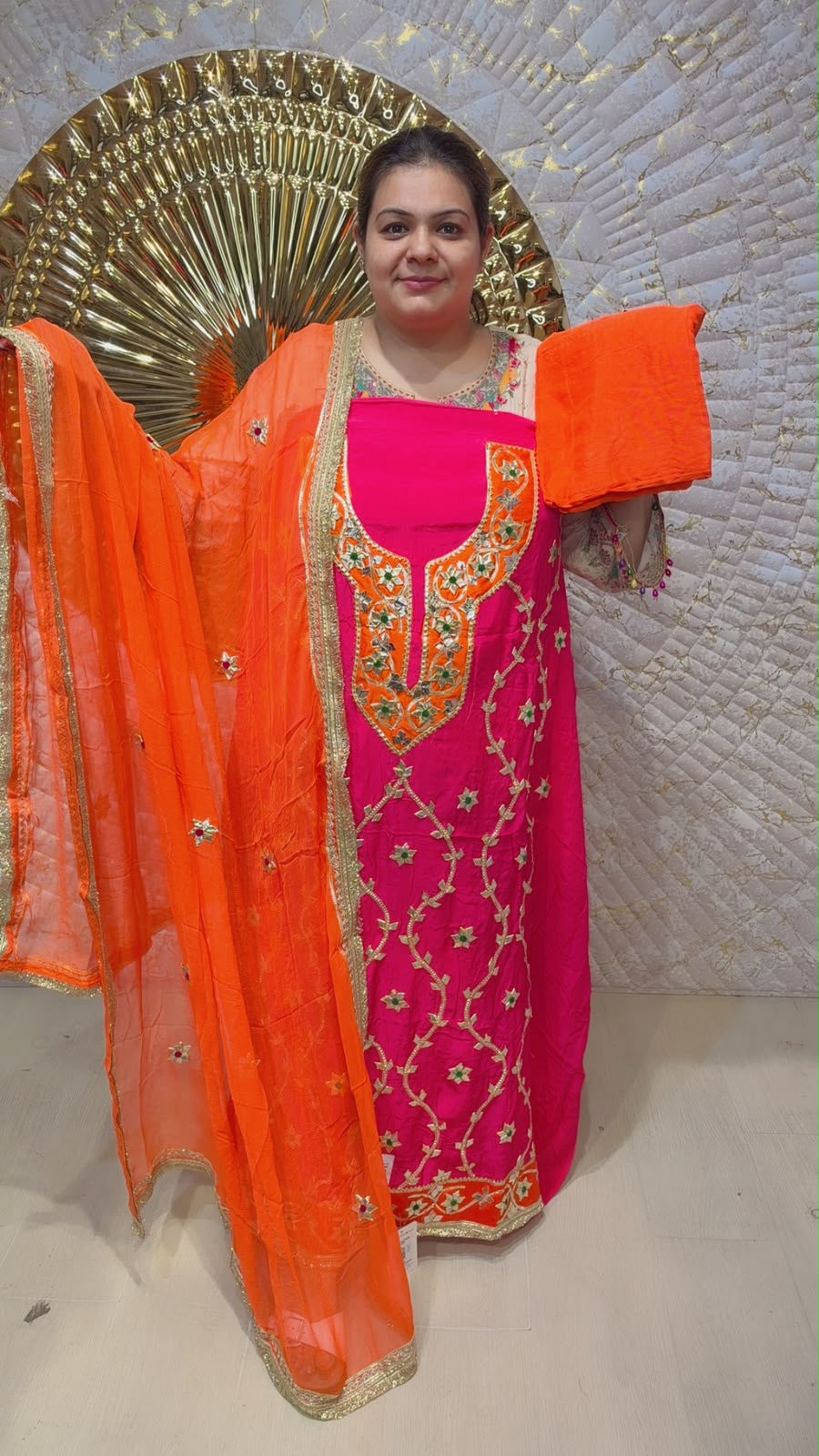 designer pure crape with gotta work suit ccc083