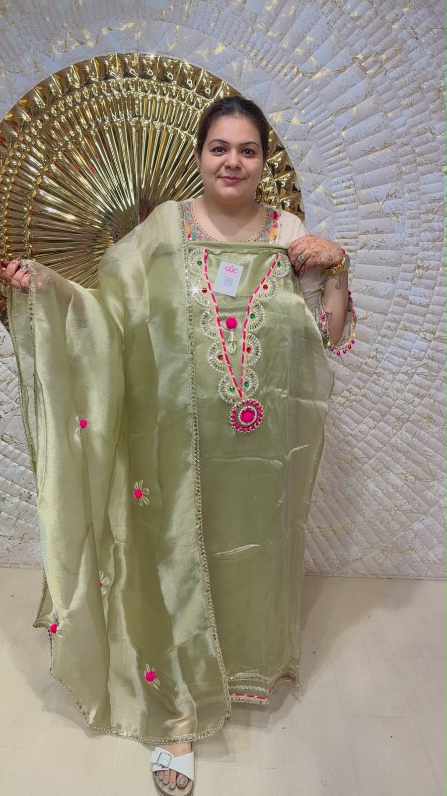 designer pure crape with gotta work suit ccc083