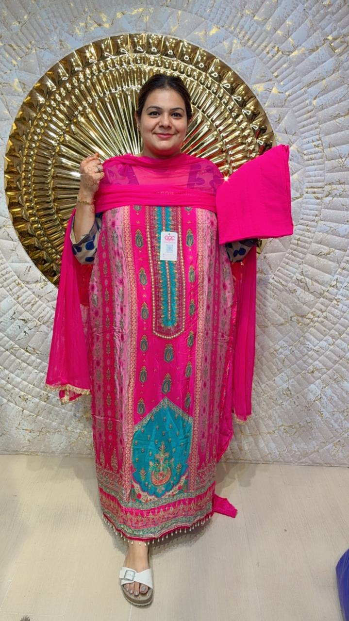 designer pure maheshwari silk suit ccc094