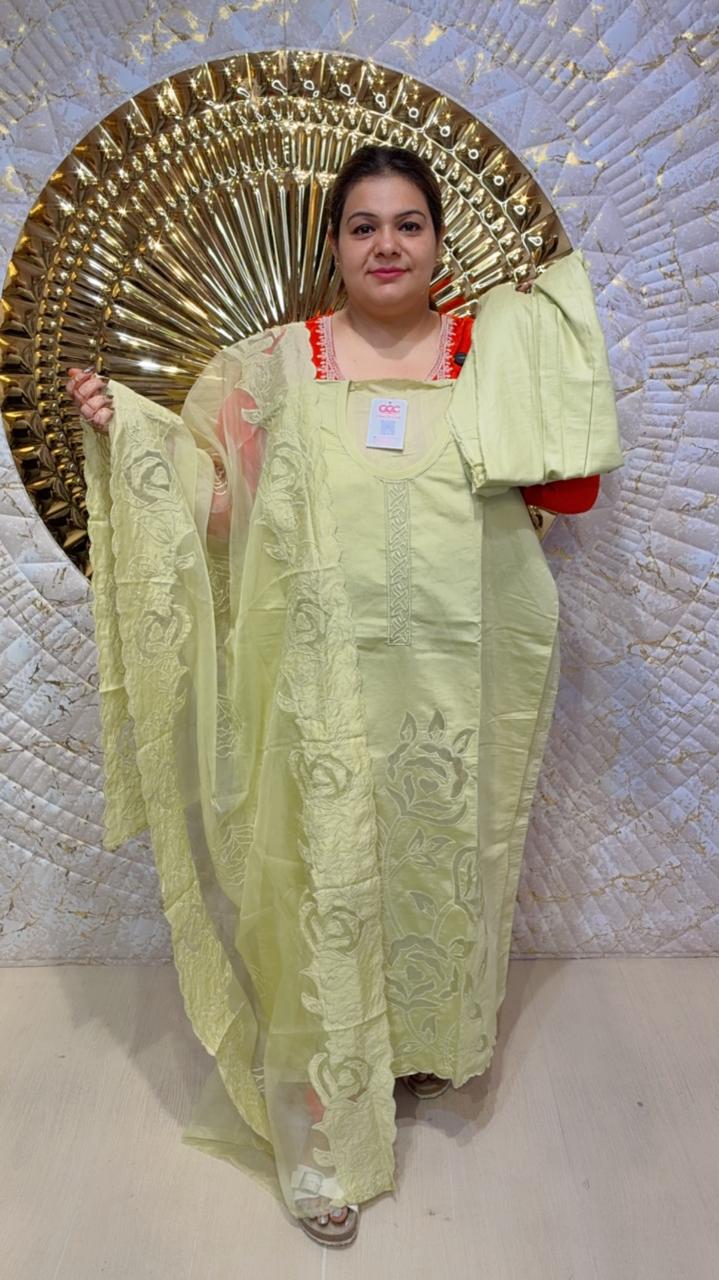 designer pure mal cotton with applique work suit ccc049