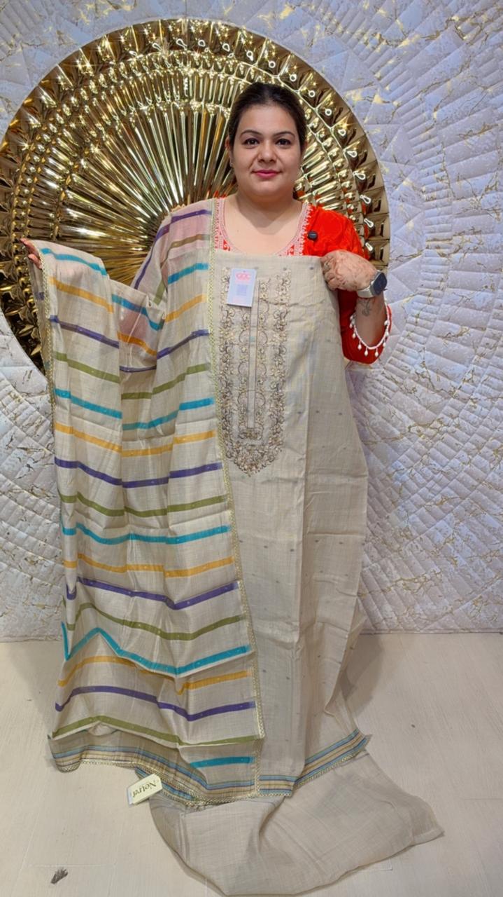 designer pure mal cotton with applique work suit ccc049