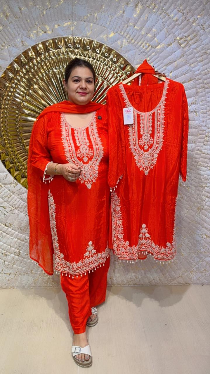 designer pure mal cotton with applique work suit ccc049