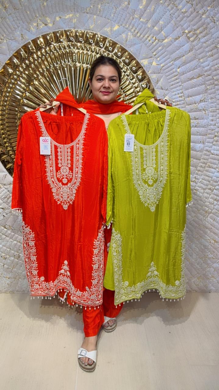 designer pure mal cotton with applique work suit ccc049